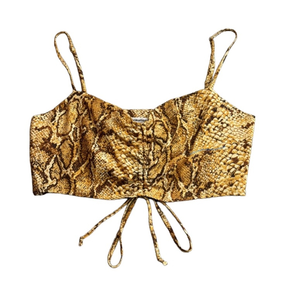 NWOT Reformation Ali Boa Crop Top Snake Print Size 2 - Picture 2 of 13